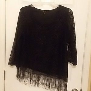 ❤Melissa Paige Black Sparkling Fringe Blouse